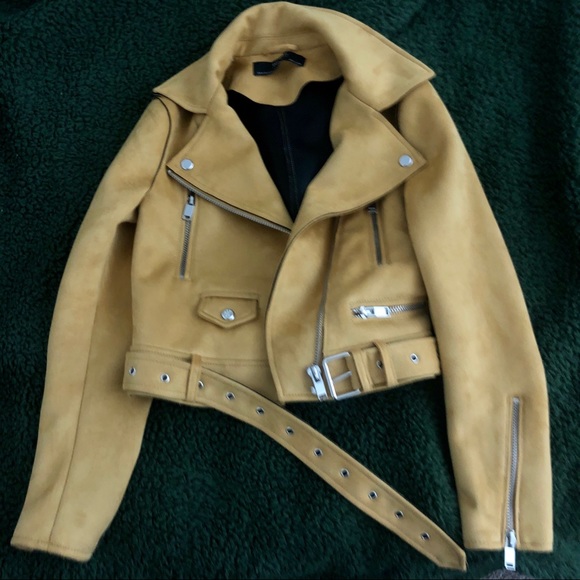 Zara Jackets & Blazers - Zara Basics - Yellow Suede Jacket